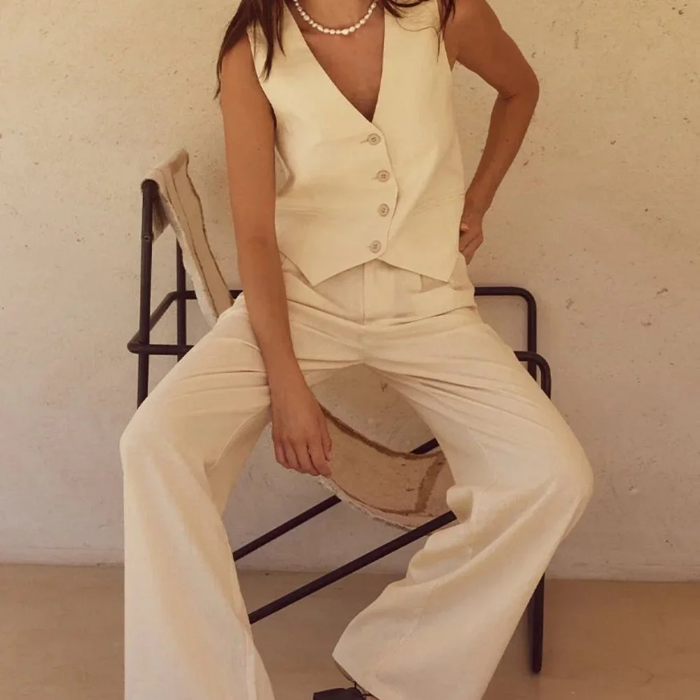 SEVEN WONDERS ZEPHY LINEN  WIDE LEG PANT - SAND (From Runaway The Label) - Picture 4 of 12